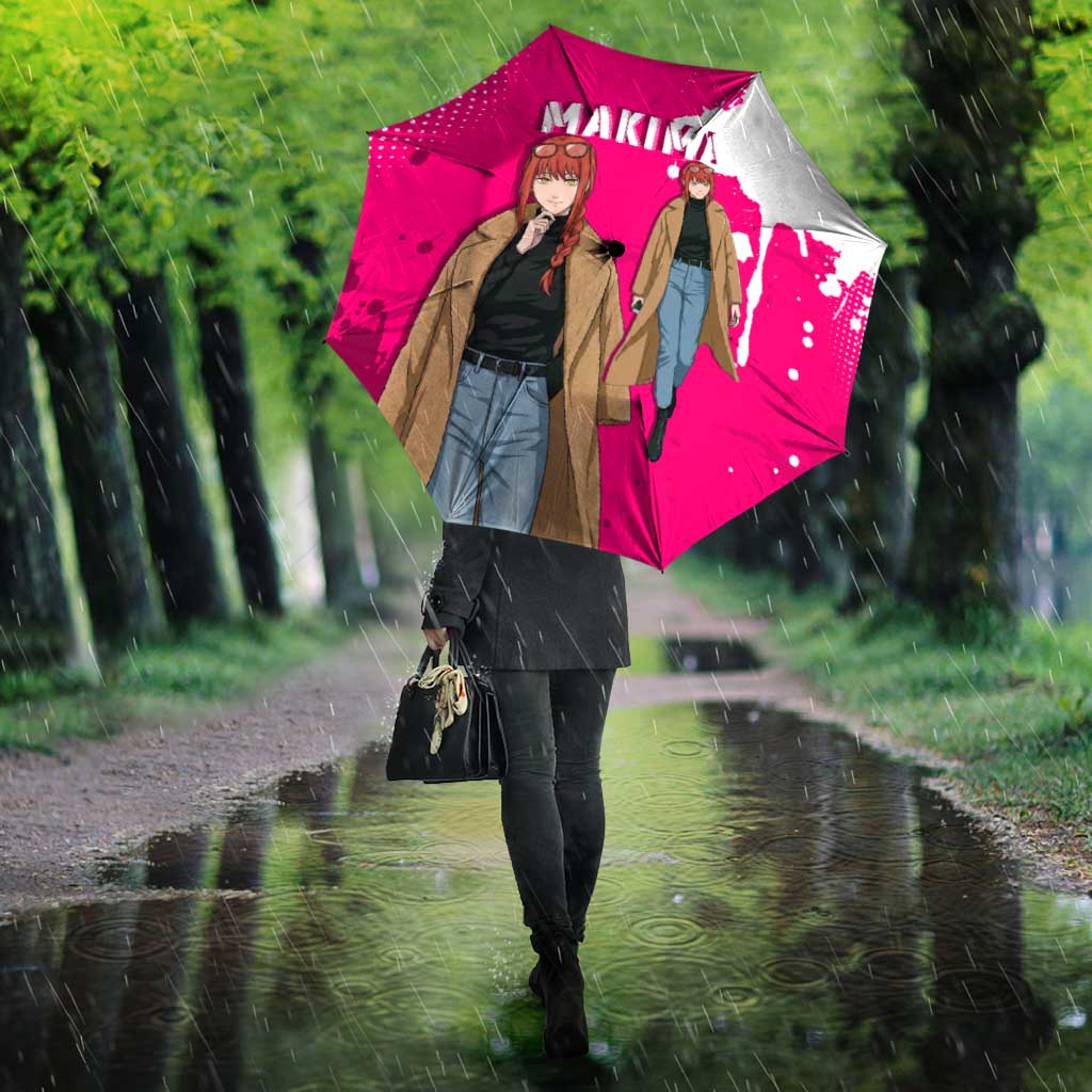 Makima Chainsaw Man Street Style Umbrella Bold Anime Grunge Aesthetic in Hot Pink