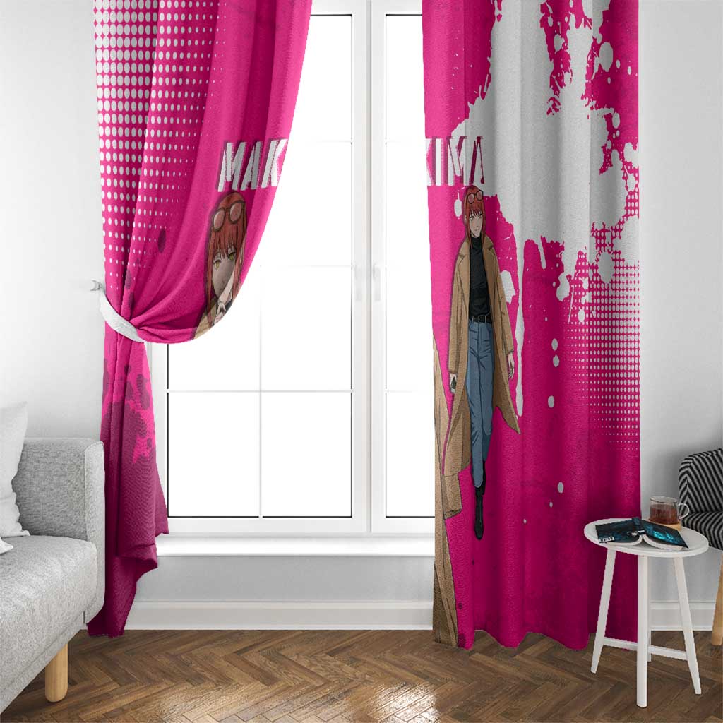 Makima Chainsaw Man Street Style Window Curtain Bold Anime Grunge Aesthetic in Hot Pink