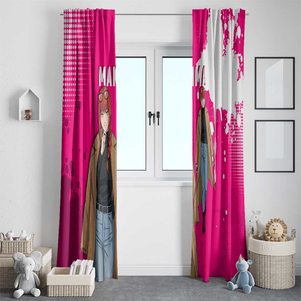 Makima Chainsaw Man Street Style Window Curtain Bold Anime Grunge Aesthetic in Hot Pink