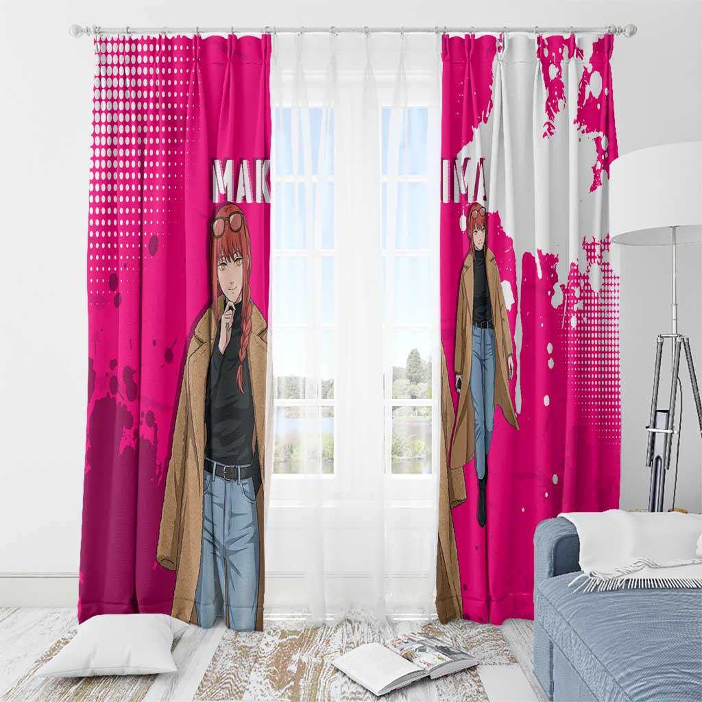 Makima Chainsaw Man Street Style Window Curtain Bold Anime Grunge Aesthetic in Hot Pink