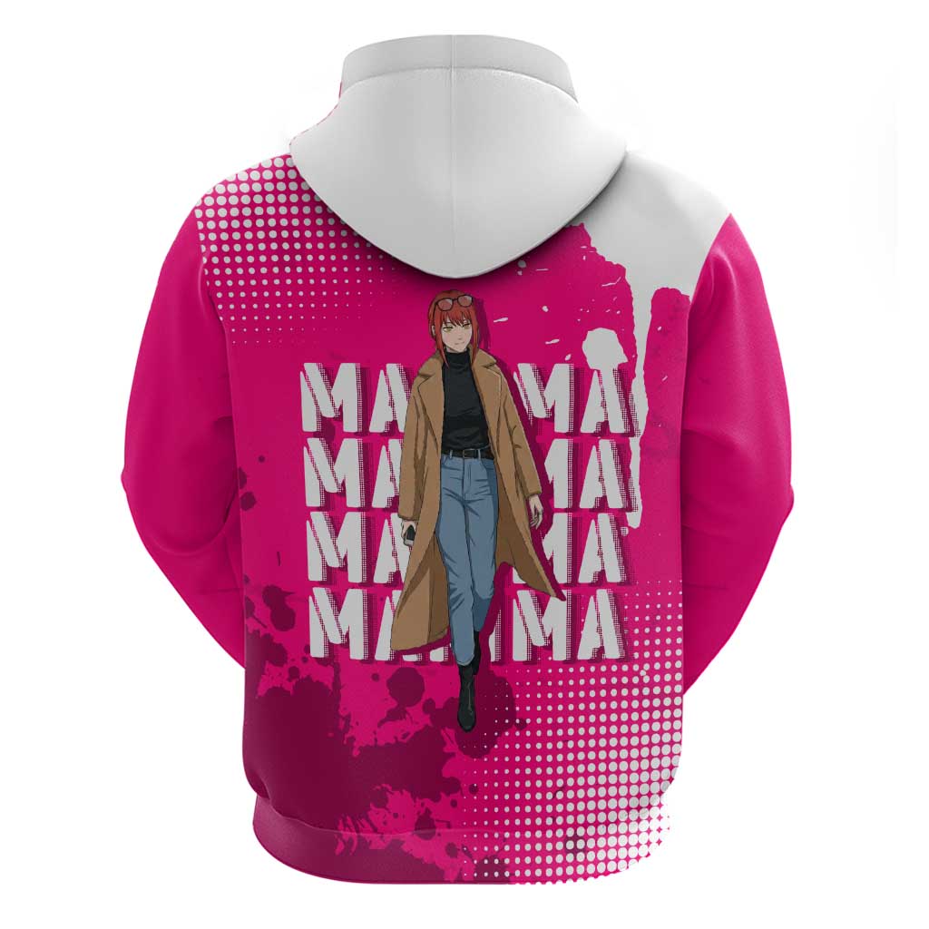 Makima Chainsaw Man Street Style Zip Hoodie Bold Anime Grunge Aesthetic in Hot Pink