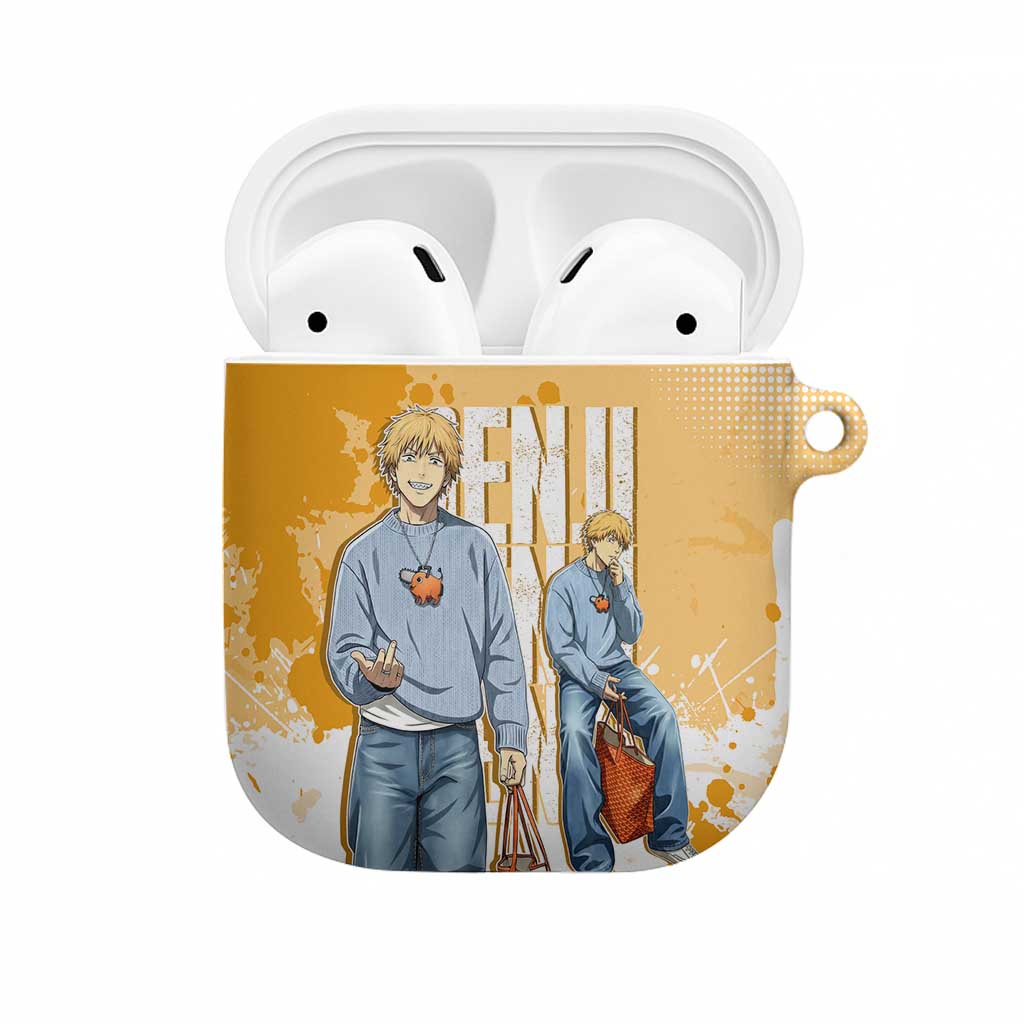 Denji Chainsaw Man Urban Drip AirPods Case Streetwear Anime Vibes in Orange Tones