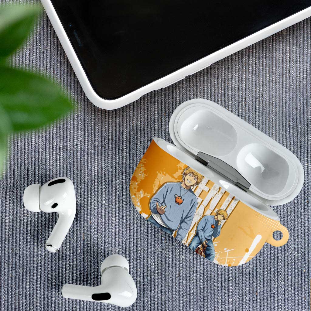 Denji Chainsaw Man Urban Drip AirPods Case Streetwear Anime Vibes in Orange Tones