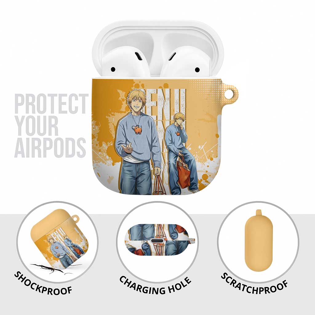 Denji Chainsaw Man Urban Drip AirPods Case Streetwear Anime Vibes in Orange Tones