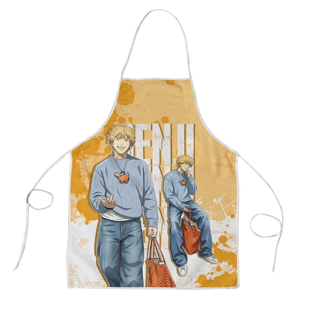 Denji Chainsaw Man Urban Drip Apron Streetwear Anime Vibes in Orange Tones
