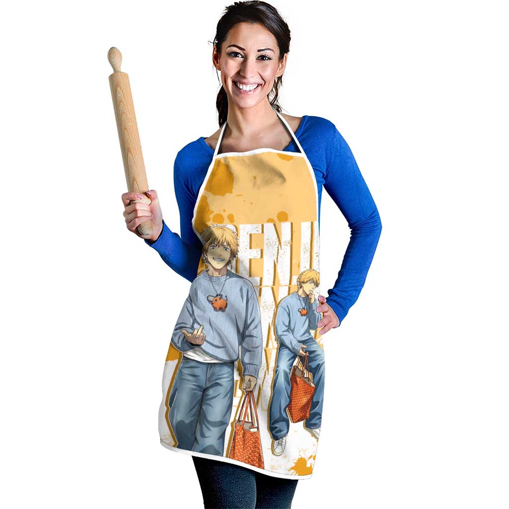 Denji Chainsaw Man Urban Drip Apron Streetwear Anime Vibes in Orange Tones