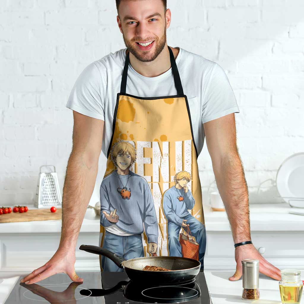 Denji Chainsaw Man Urban Drip Apron Streetwear Anime Vibes in Orange Tones