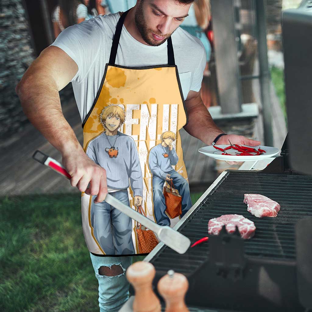 Denji Chainsaw Man Urban Drip Apron Streetwear Anime Vibes in Orange Tones