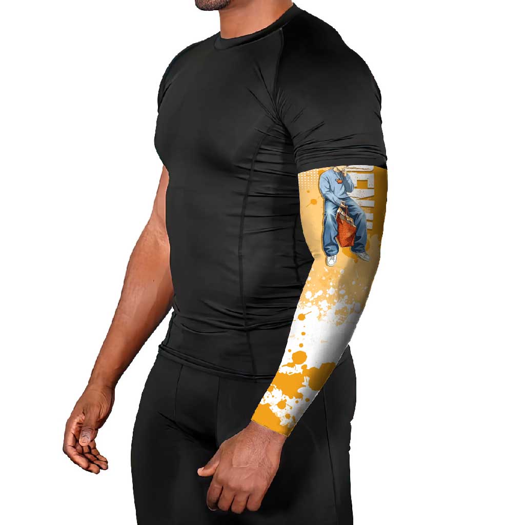 Denji Chainsaw Man Urban Drip Arm Sleeves Streetwear Anime Vibes in Orange Tones