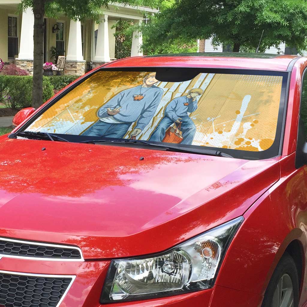 Denji Chainsaw Man Urban Drip Auto Sun Shade Streetwear Anime Vibes in Orange Tones
