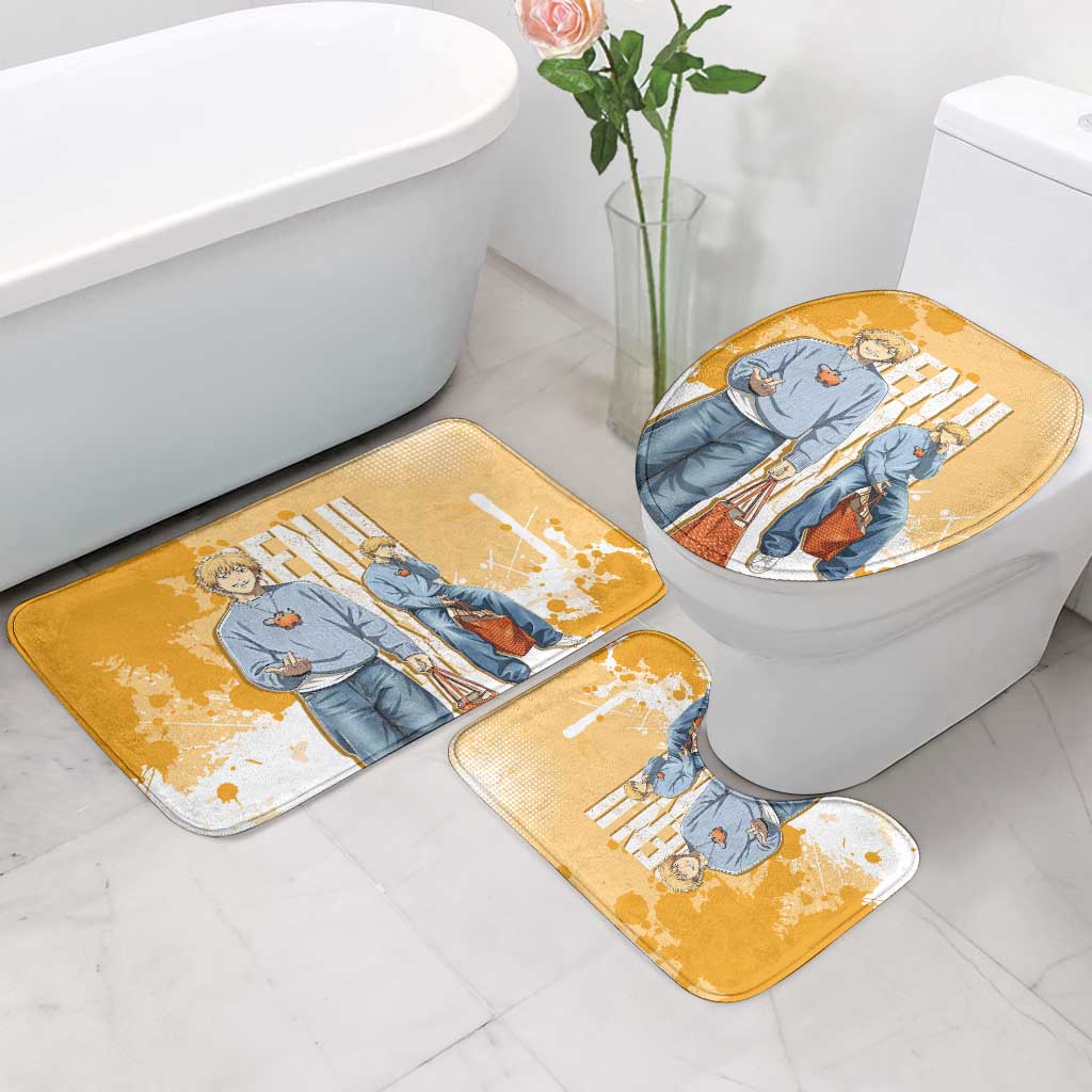 Denji Chainsaw Man Urban Drip Bathroom Set Streetwear Anime Vibes in Orange Tones