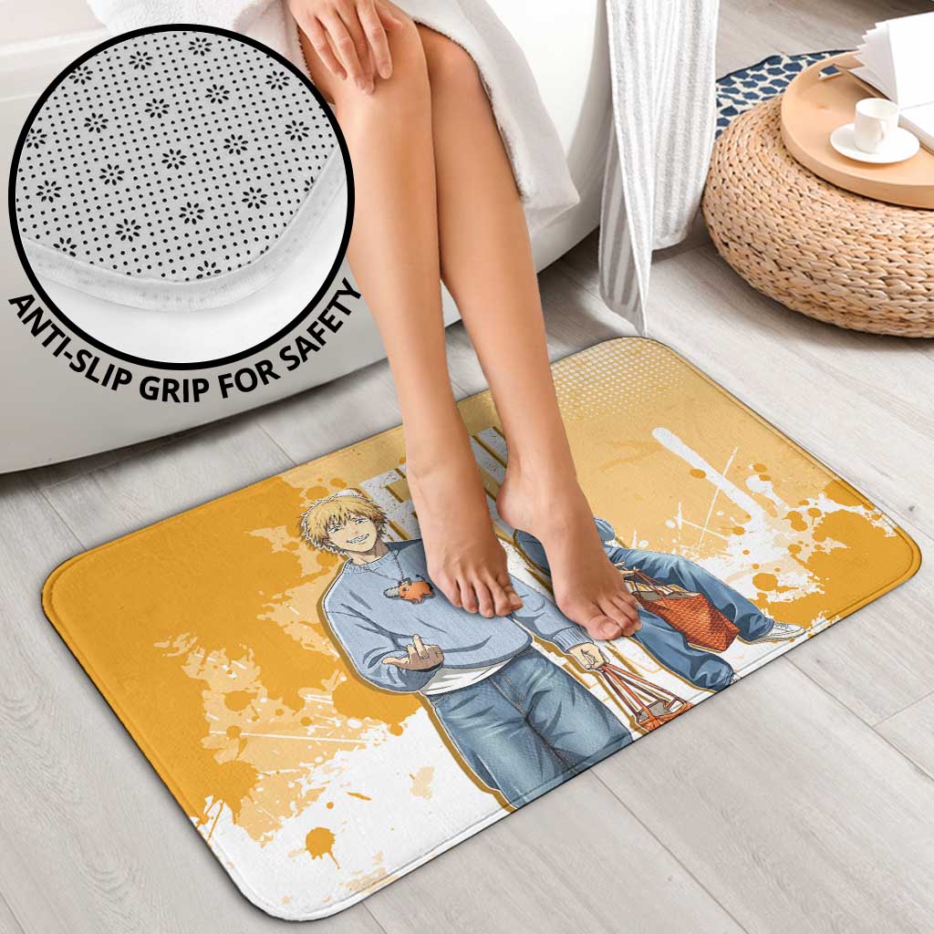 Denji Chainsaw Man Urban Drip Bathroom Set Streetwear Anime Vibes in Orange Tones