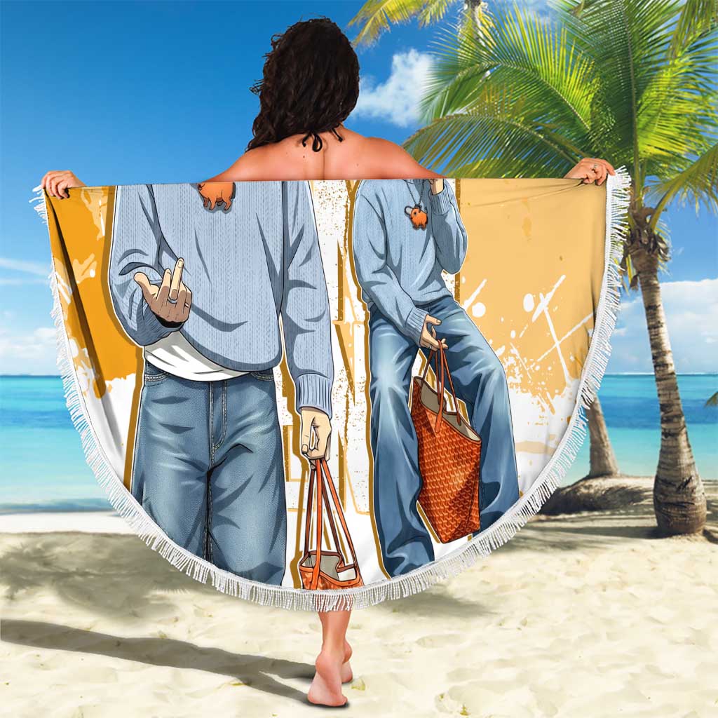 Denji Chainsaw Man Urban Drip Beach Blanket Streetwear Anime Vibes in Orange Tones