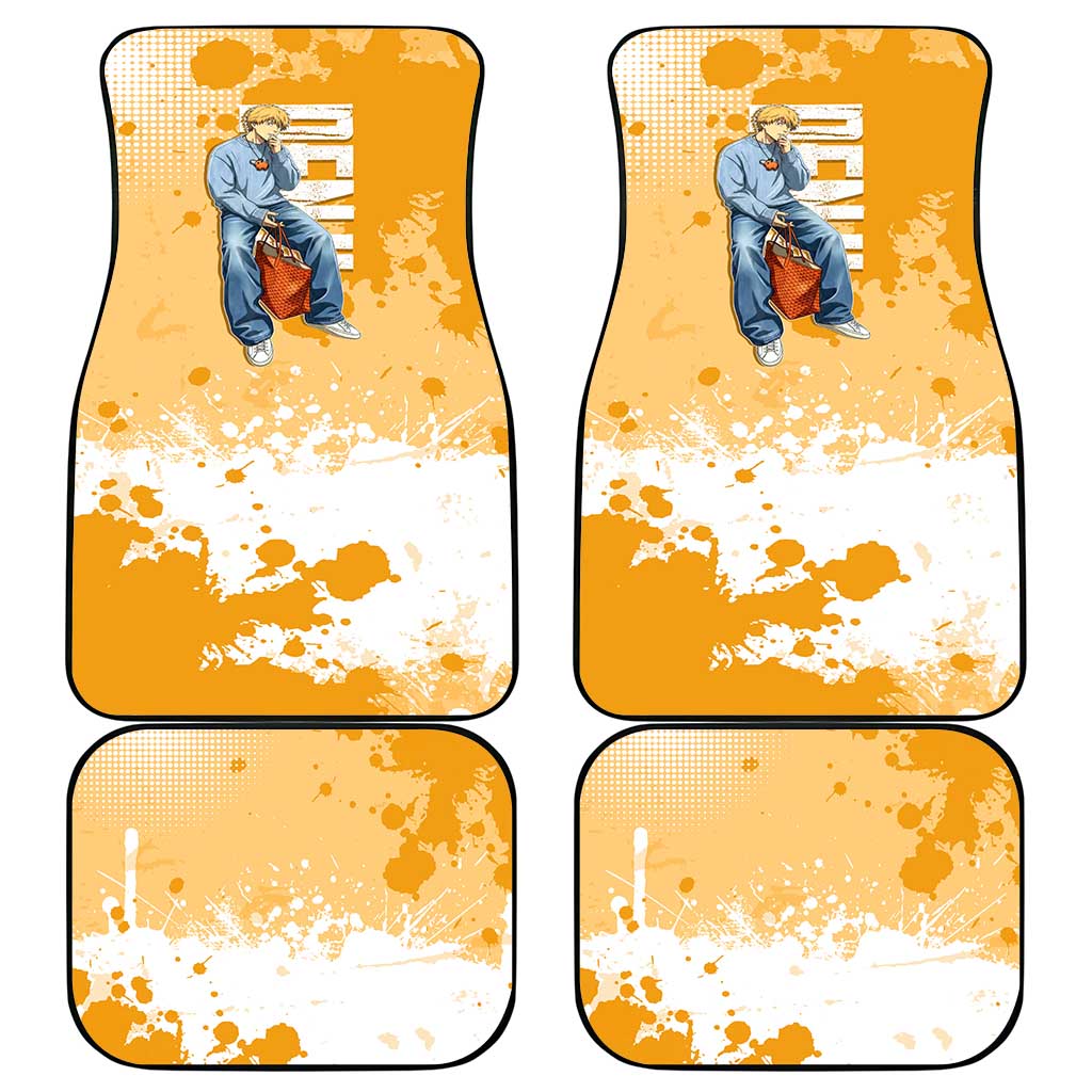 Denji Chainsaw Man Urban Drip Car Mats Streetwear Anime Vibes in Orange Tones