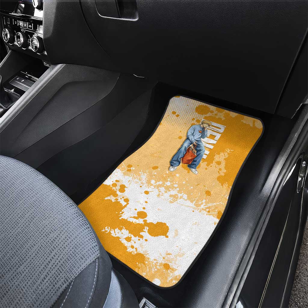 Denji Chainsaw Man Urban Drip Car Mats Streetwear Anime Vibes in Orange Tones