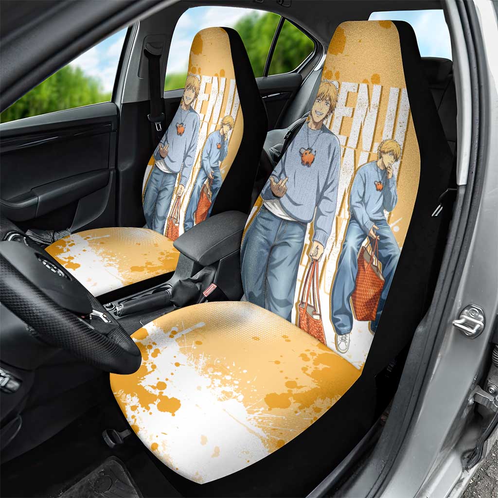 Denji Chainsaw Man Urban Drip Car Seat Cover Streetwear Anime Vibes in Orange Tones