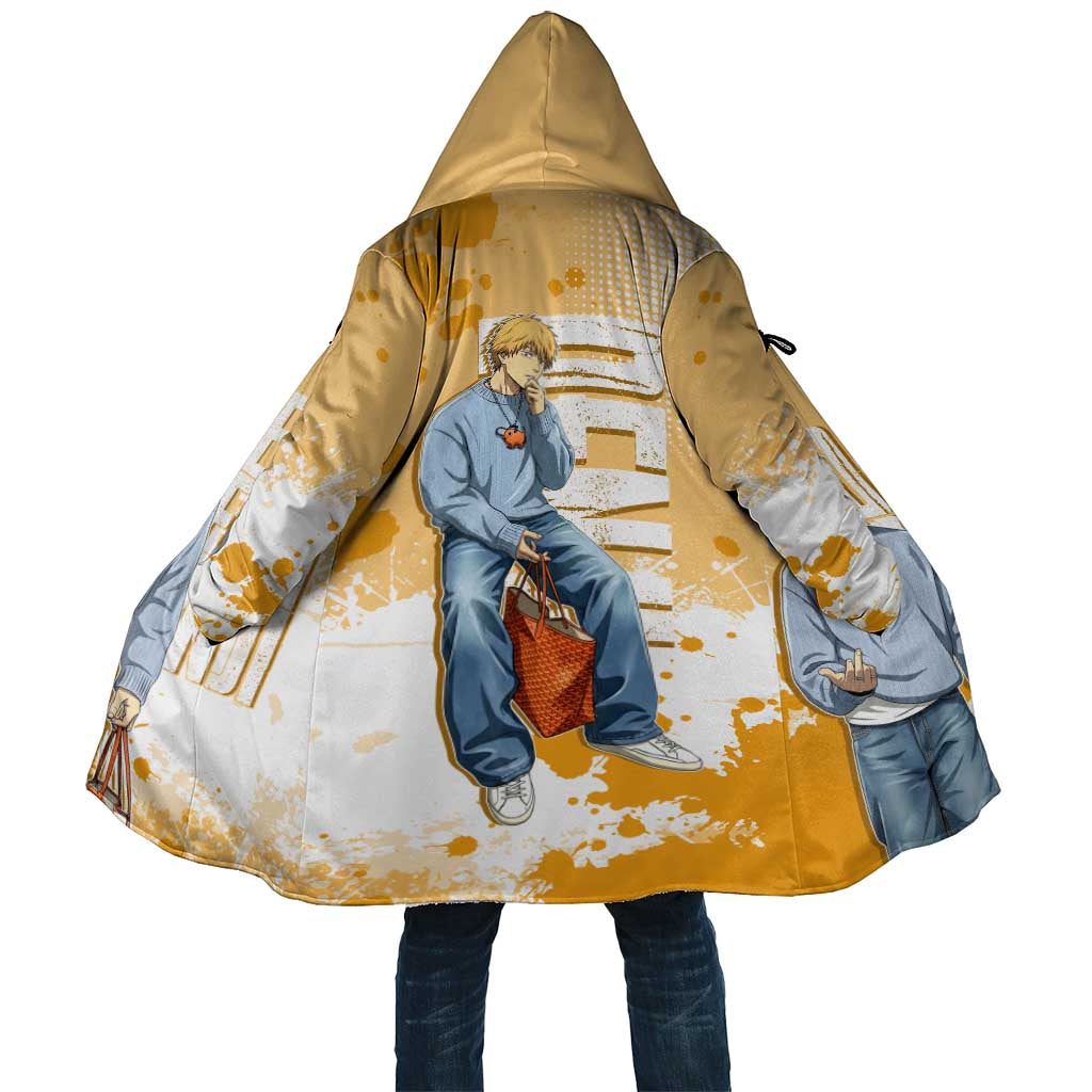 Denji Chainsaw Man Urban Drip Cloak Streetwear Anime Vibes in Orange Tones