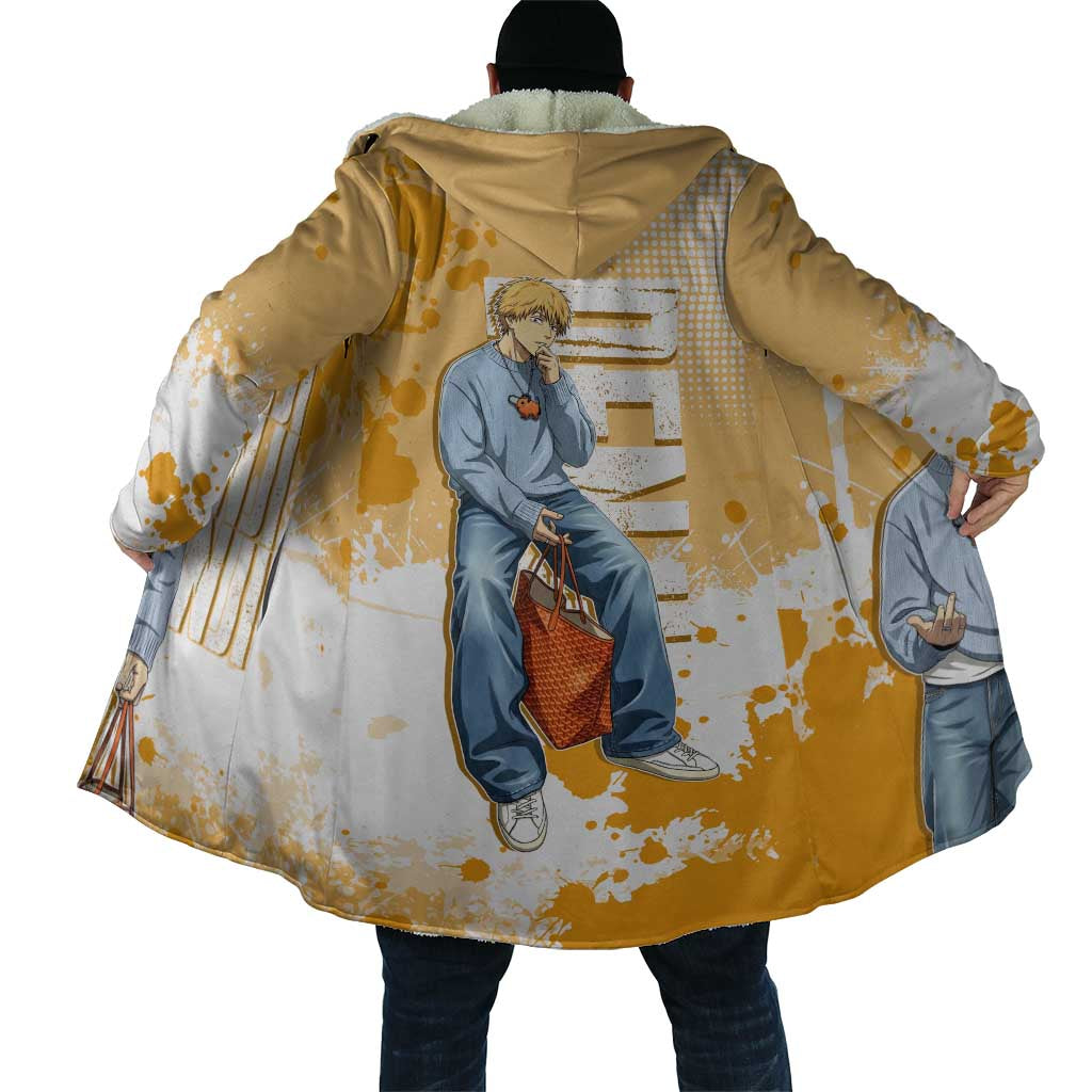 Denji Chainsaw Man Urban Drip Cloak Streetwear Anime Vibes in Orange Tones