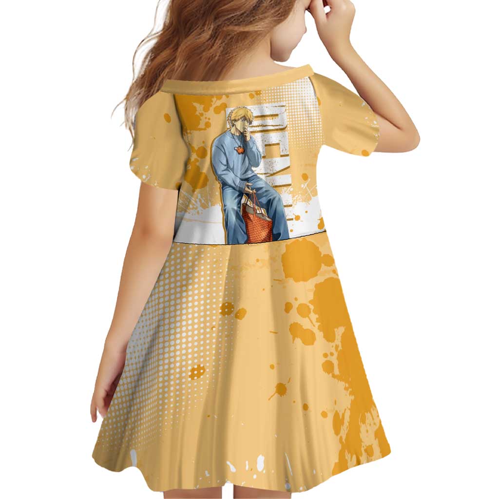 Denji Chainsaw Man Urban Drip Family Matching Long Sleeve Bodycon Dress and Hawaiian Shirt Streetwear Anime Vibes in Orange Tones