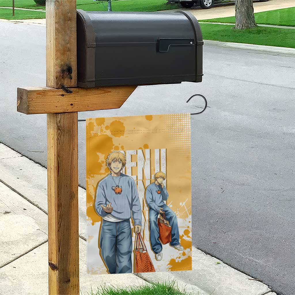 Denji Chainsaw Man Urban Drip Garden Flag Streetwear Anime Vibes in Orange Tones