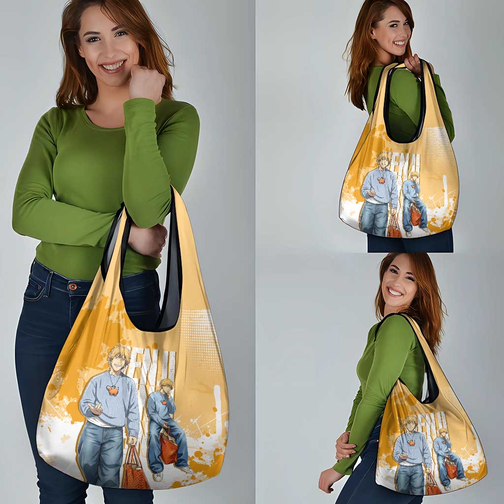 Denji Chainsaw Man Urban Drip Grocery Bag Streetwear Anime Vibes in Orange Tones