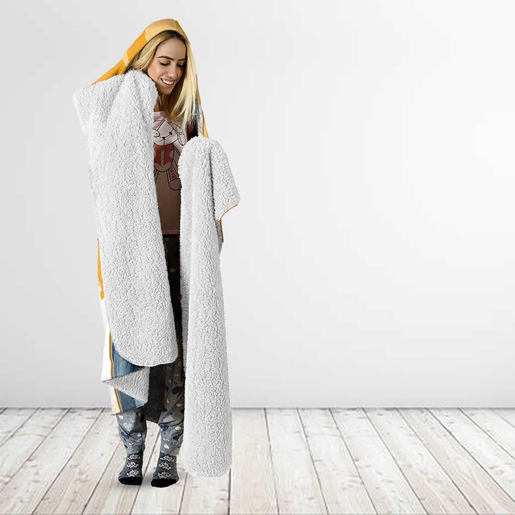 Denji Chainsaw Man Urban Drip Hooded Blanket Streetwear Anime Vibes in Orange Tones