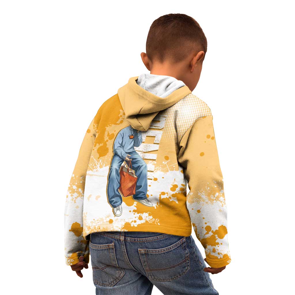 Denji Chainsaw Man Urban Drip Kid Hoodie Streetwear Anime Vibes in Orange Tones