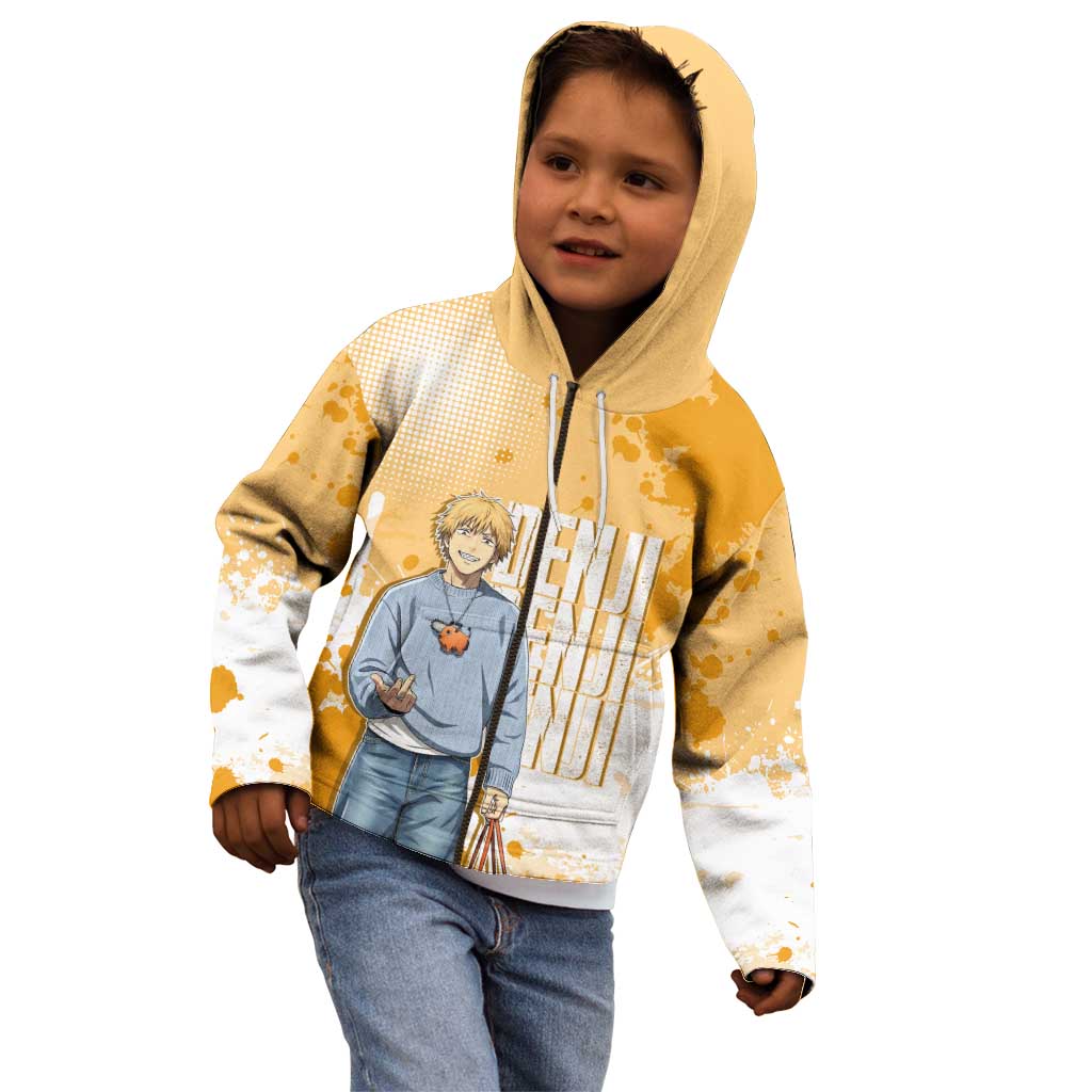 Denji Chainsaw Man Urban Drip Kid Hoodie Streetwear Anime Vibes in Orange Tones