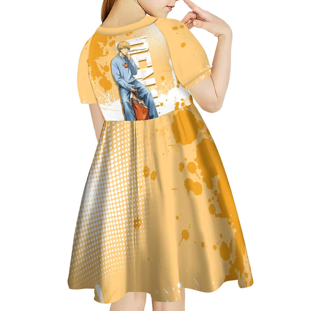 Denji Chainsaw Man Urban Drip Kid Short Sleeve Dress Streetwear Anime Vibes in Orange Tones