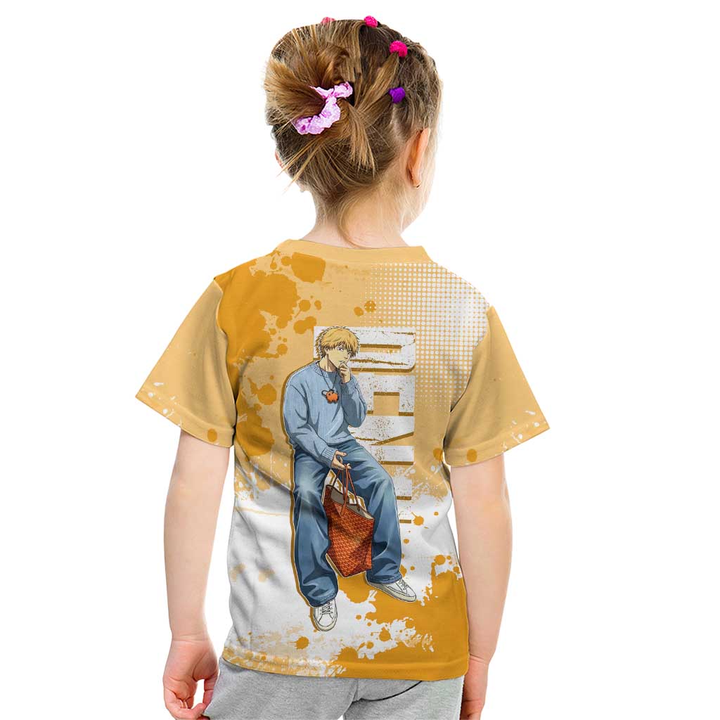 Denji Chainsaw Man Urban Drip Kid T Shirt Streetwear Anime Vibes in Orange Tones