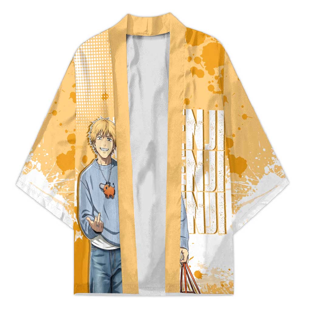 Denji Chainsaw Man Urban Drip Kimono Streetwear Anime Vibes in Orange Tones