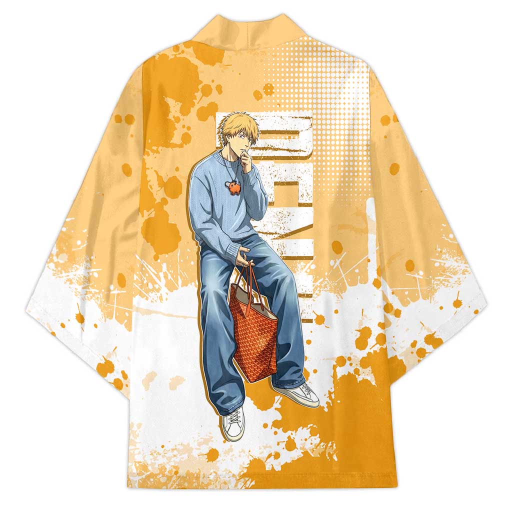 Denji Chainsaw Man Urban Drip Kimono Streetwear Anime Vibes in Orange Tones