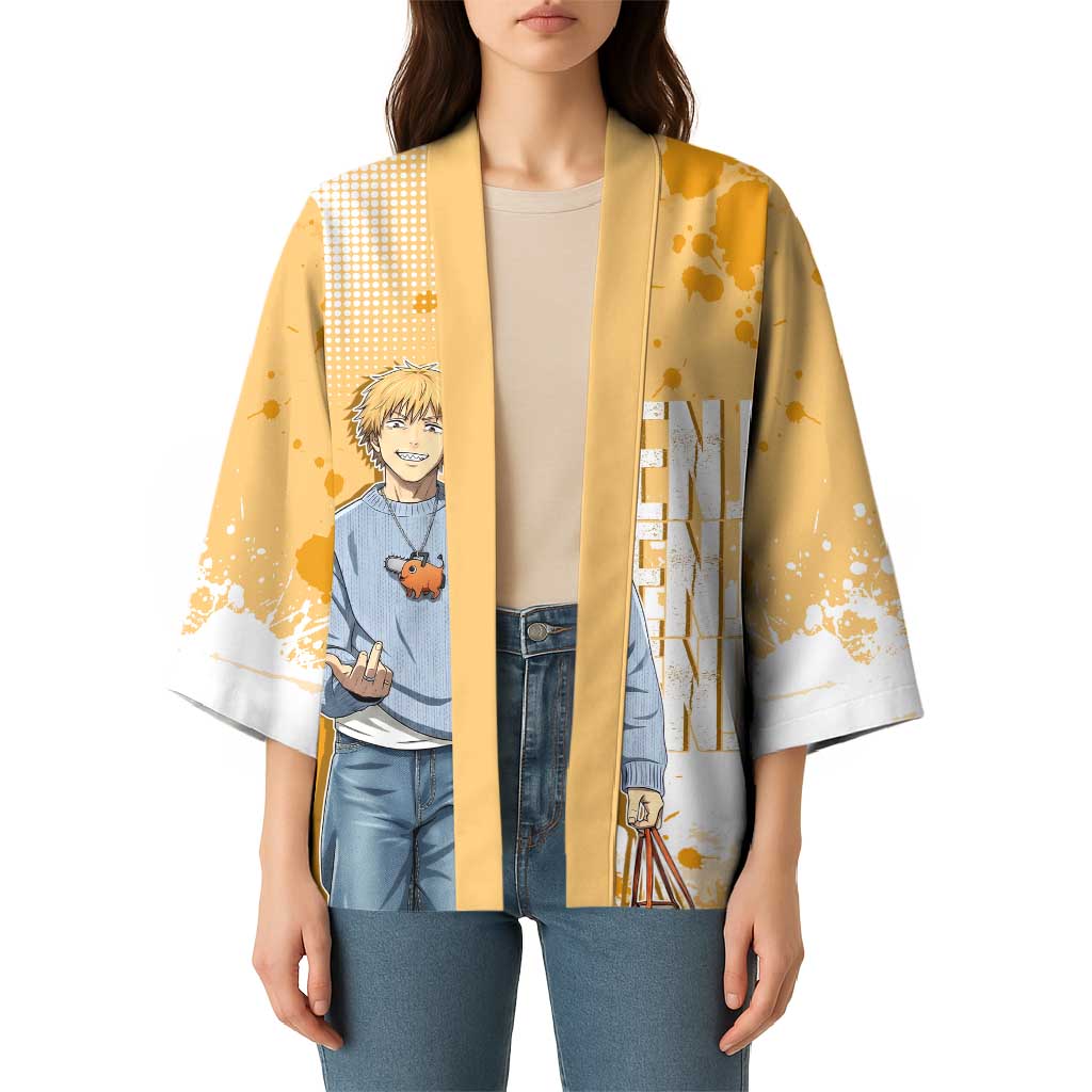 Denji Chainsaw Man Urban Drip Kimono Streetwear Anime Vibes in Orange Tones