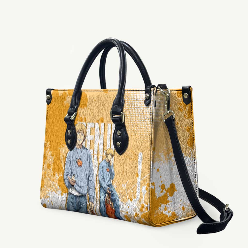 Denji Chainsaw Man Urban Drip Leather Bag Streetwear Anime Vibes in Orange Tones
