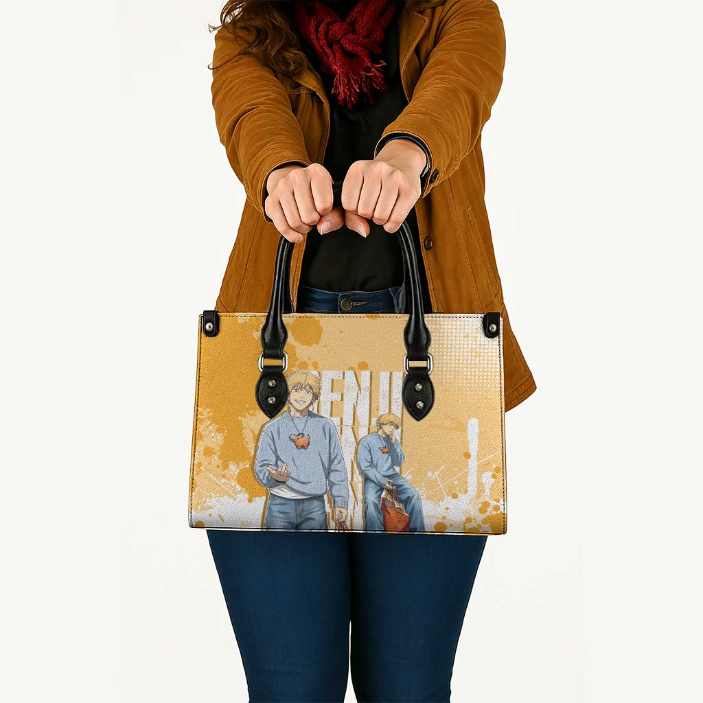 Denji Chainsaw Man Urban Drip Leather Bag Streetwear Anime Vibes in Orange Tones