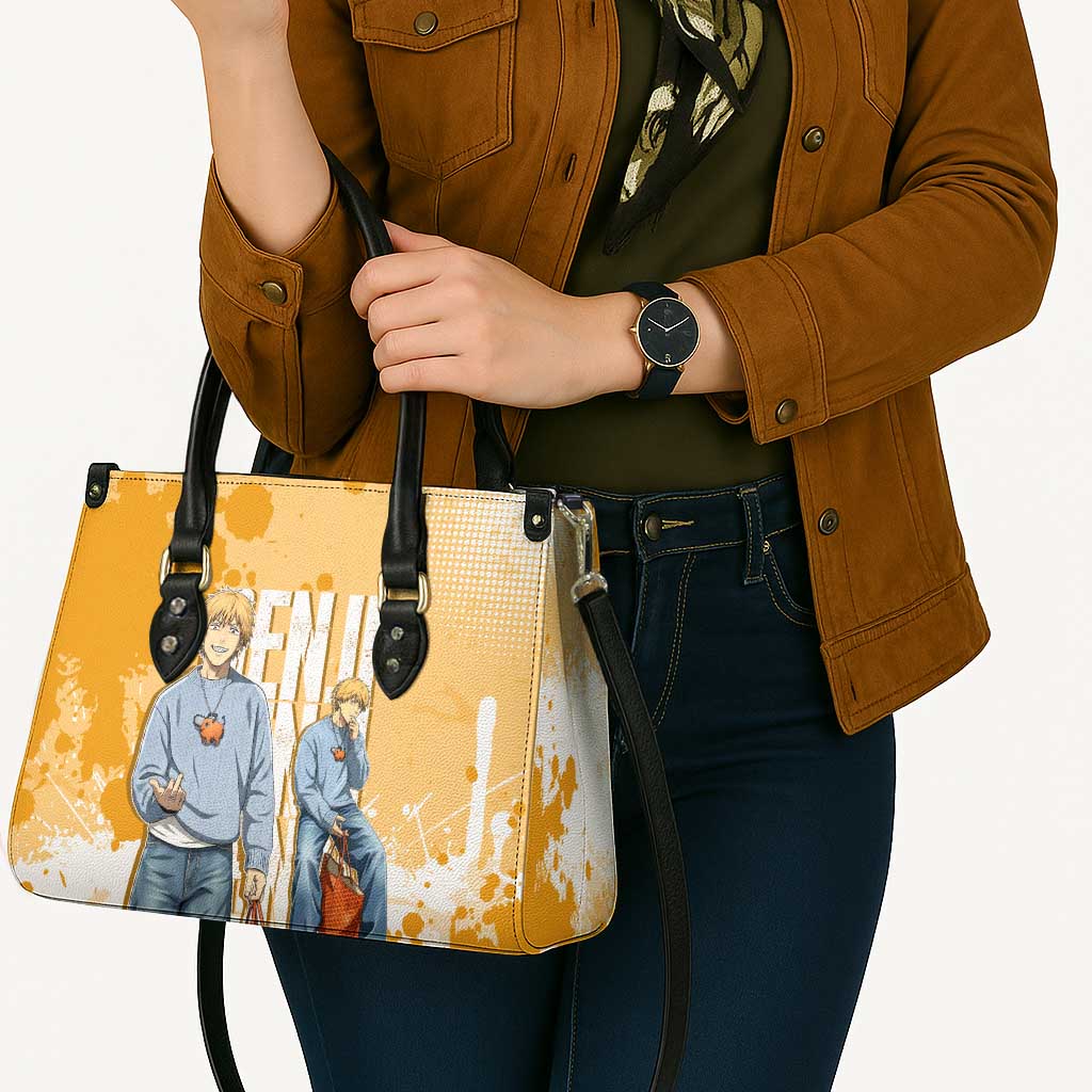 Denji Chainsaw Man Urban Drip Leather Bag Streetwear Anime Vibes in Orange Tones