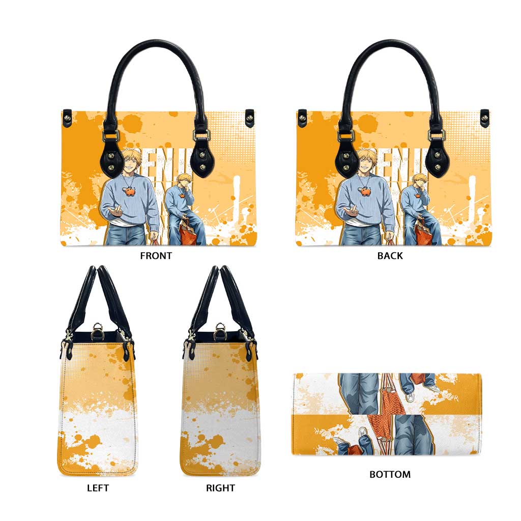 Denji Chainsaw Man Urban Drip Leather Bag Streetwear Anime Vibes in Orange Tones