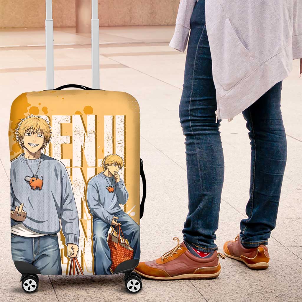 Denji Chainsaw Man Urban Drip Luggage Cover Streetwear Anime Vibes in Orange Tones