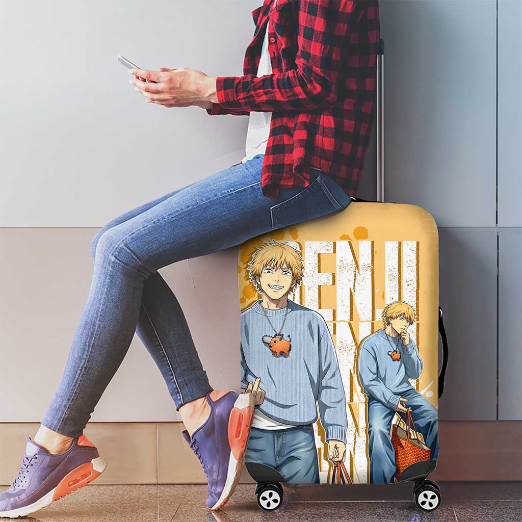 Denji Chainsaw Man Urban Drip Luggage Cover Streetwear Anime Vibes in Orange Tones