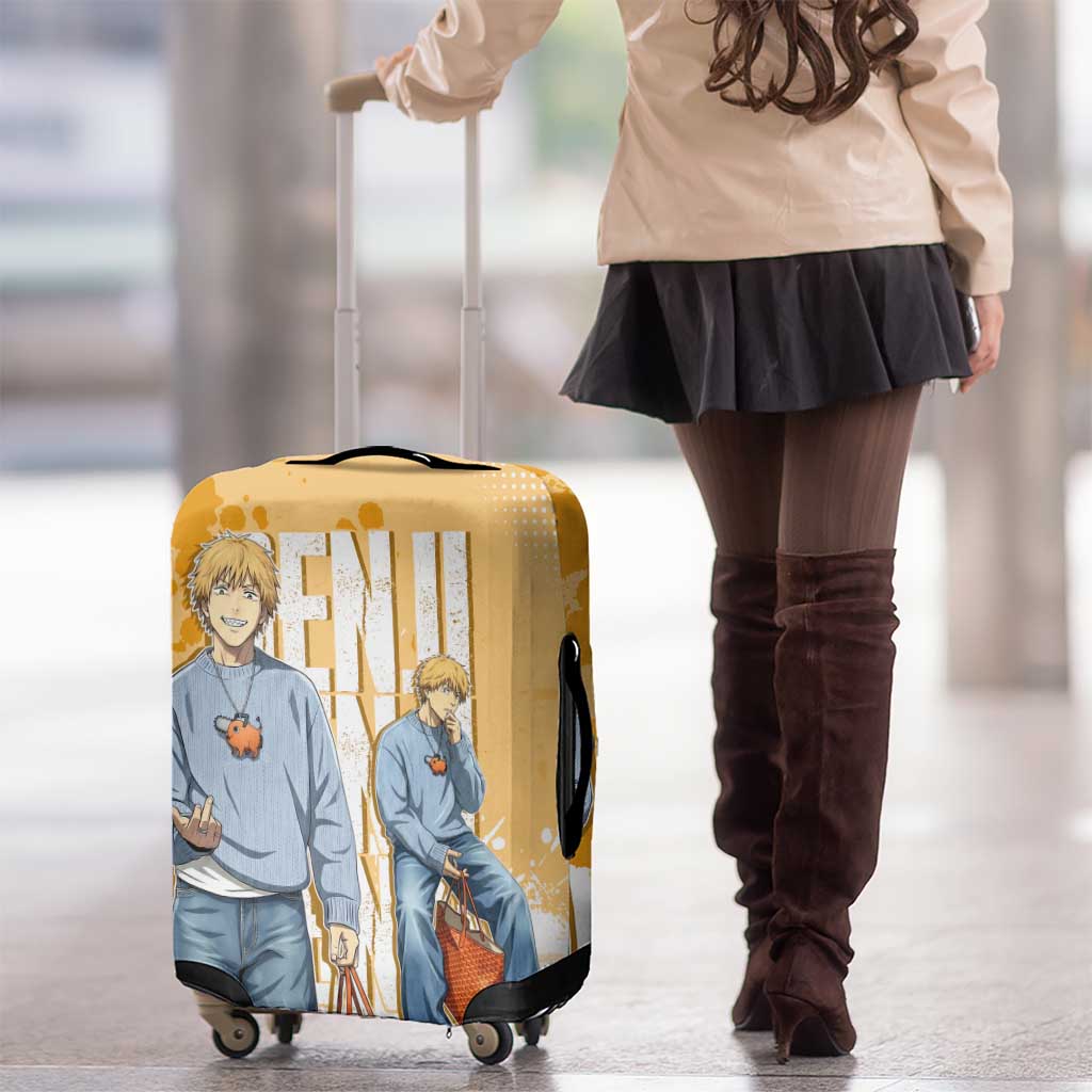 Denji Chainsaw Man Urban Drip Luggage Cover Streetwear Anime Vibes in Orange Tones
