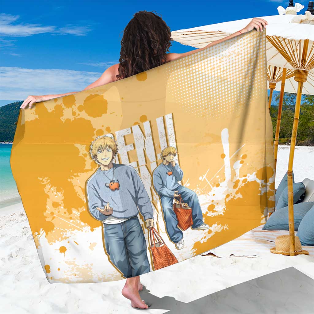 Denji Chainsaw Man Urban Drip Sarong Streetwear Anime Vibes in Orange Tones