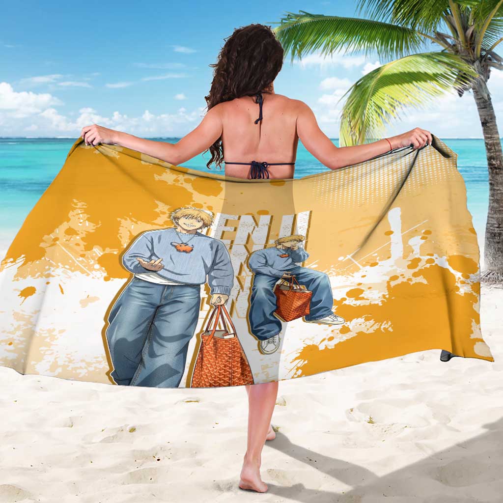 Denji Chainsaw Man Urban Drip Sarong Streetwear Anime Vibes in Orange Tones