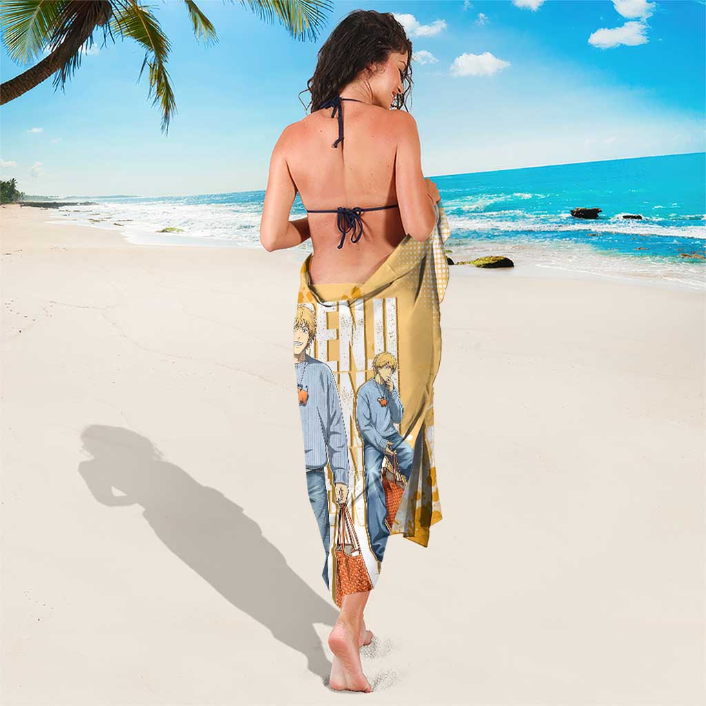 Denji Chainsaw Man Urban Drip Sarong Streetwear Anime Vibes in Orange Tones