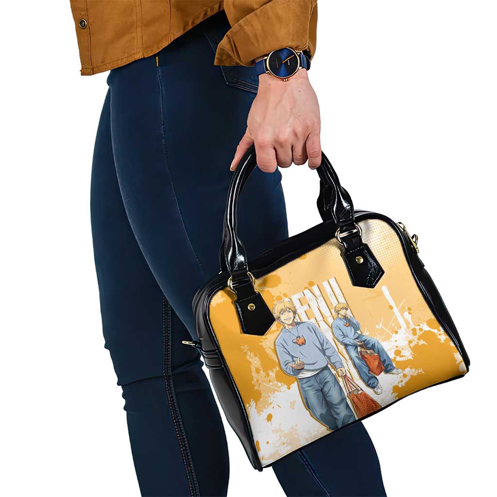 Denji Chainsaw Man Urban Drip Shoulder Handbag Streetwear Anime Vibes in Orange Tones