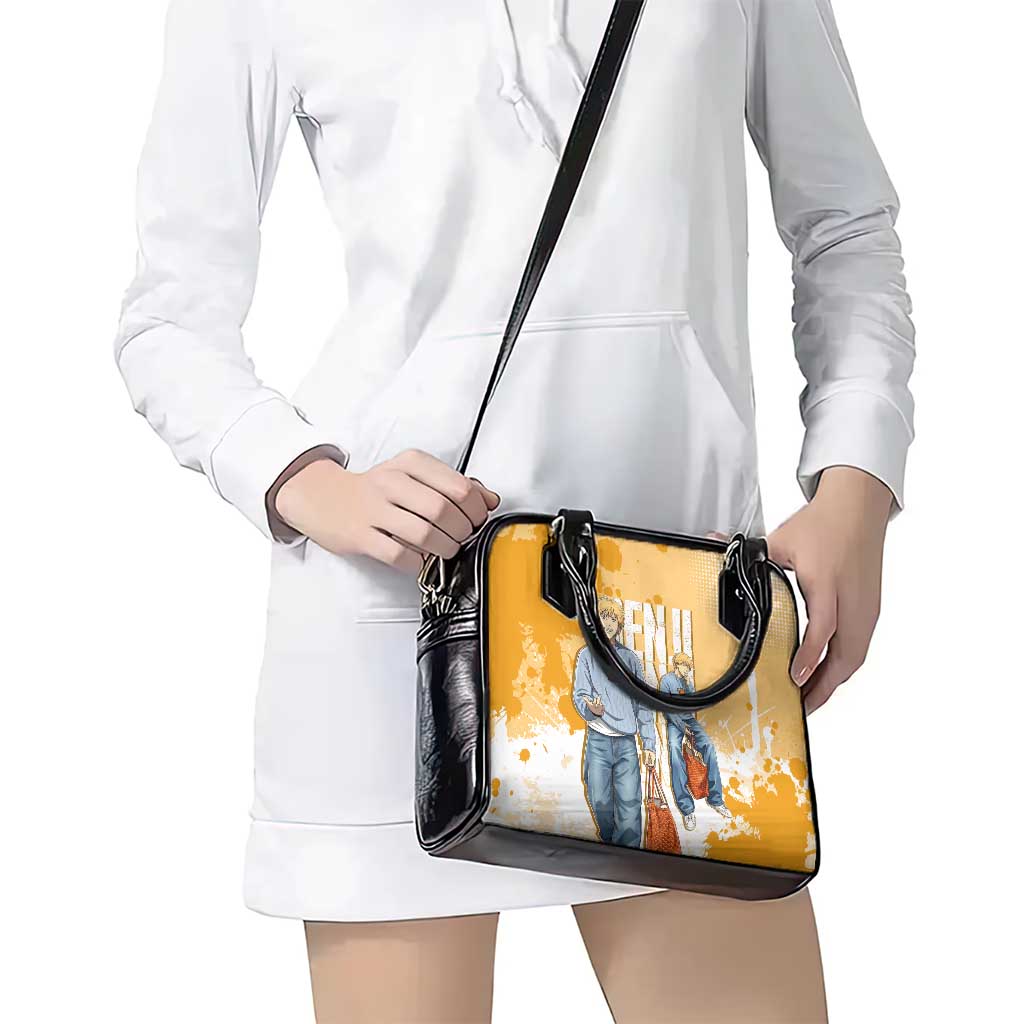 Denji Chainsaw Man Urban Drip Shoulder Handbag Streetwear Anime Vibes in Orange Tones