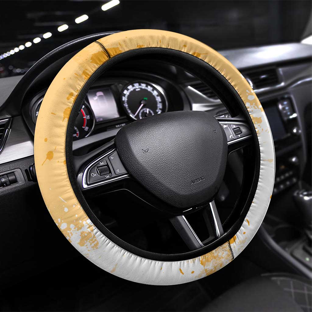 Denji Chainsaw Man Urban Drip Steering Wheel Cover Streetwear Anime Vibes in Orange Tones
