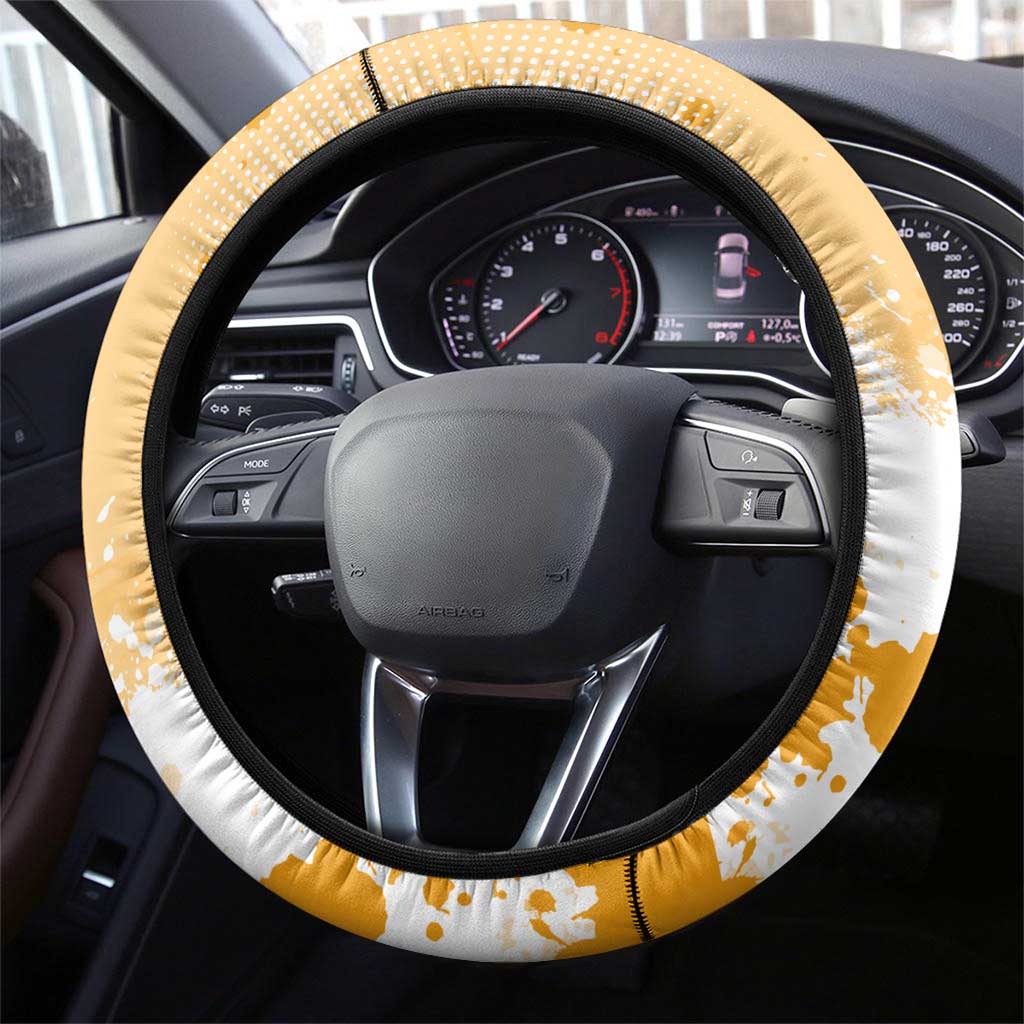 Denji Chainsaw Man Urban Drip Steering Wheel Cover Streetwear Anime Vibes in Orange Tones