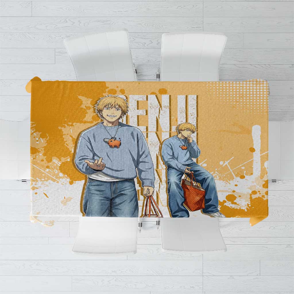 Denji Chainsaw Man Urban Drip Tablecloth Streetwear Anime Vibes in Orange Tones