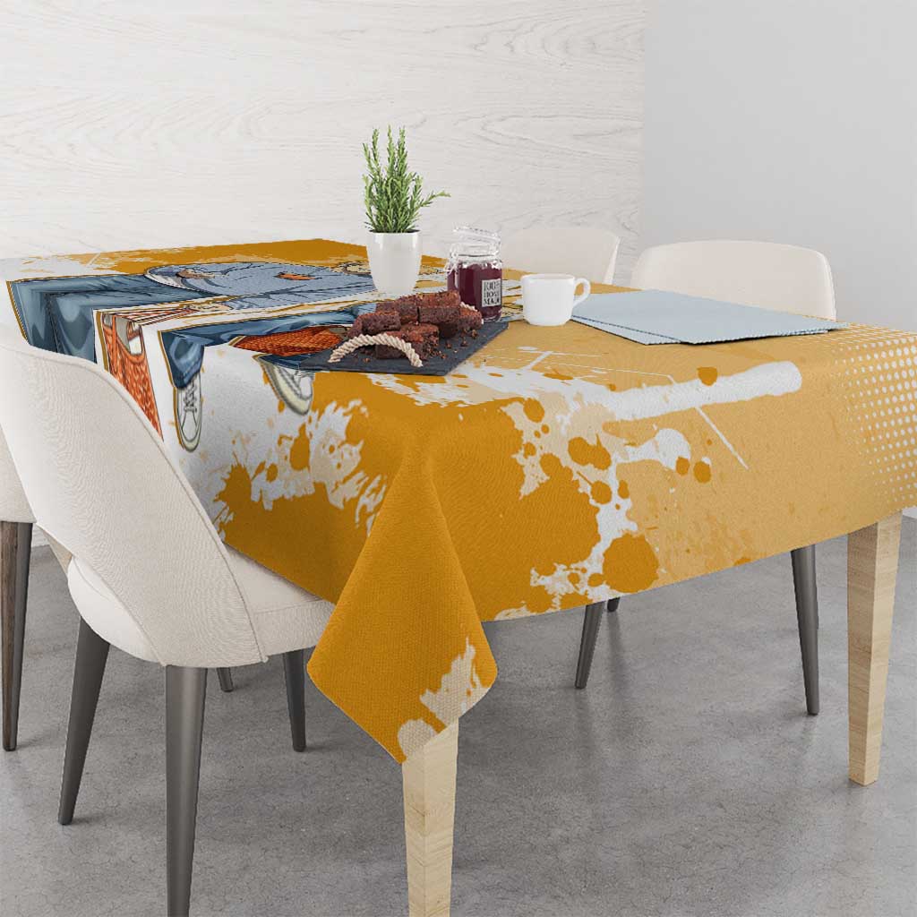 Denji Chainsaw Man Urban Drip Tablecloth Streetwear Anime Vibes in Orange Tones