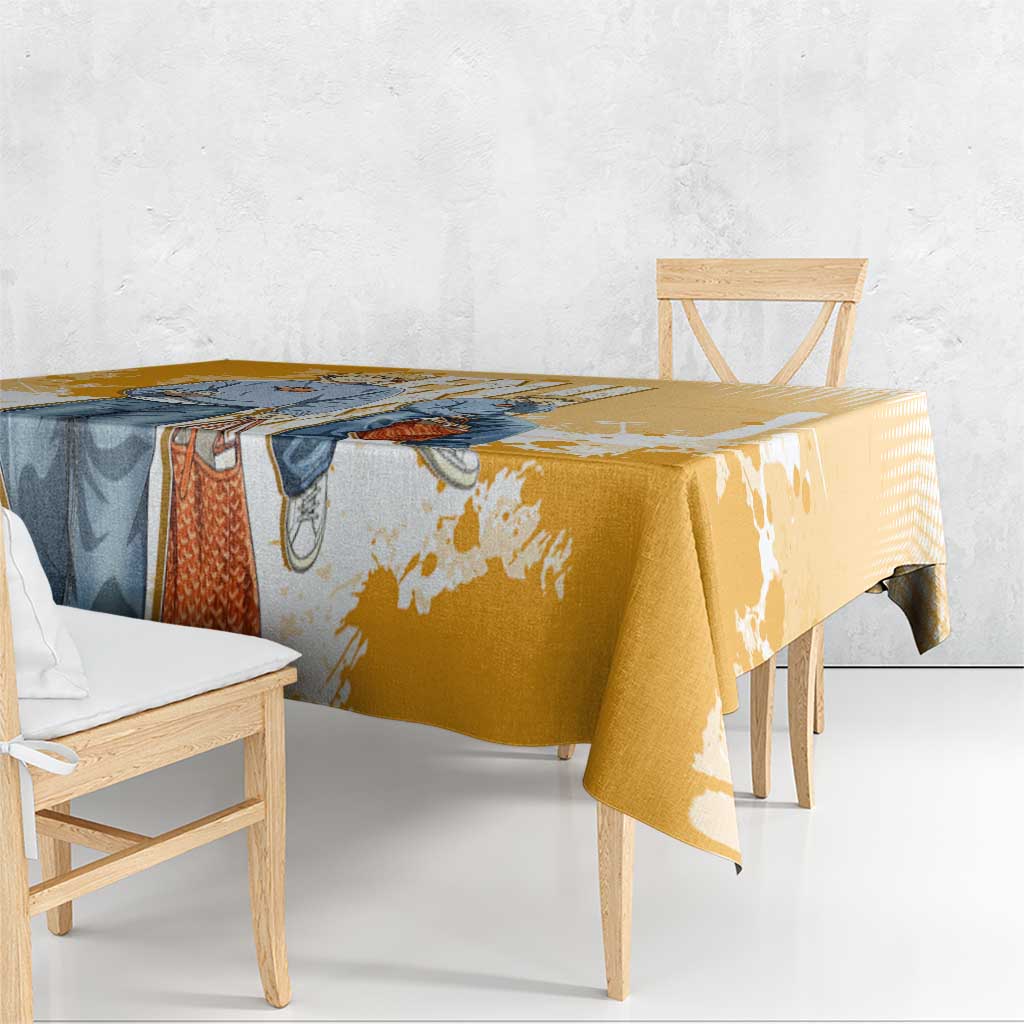 Denji Chainsaw Man Urban Drip Tablecloth Streetwear Anime Vibes in Orange Tones